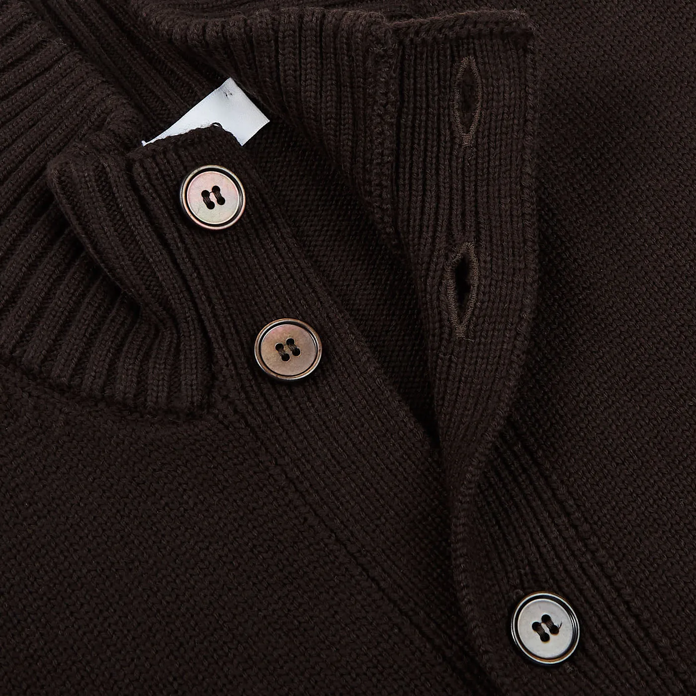 Dark Brown Merino Wool Button Cardigan