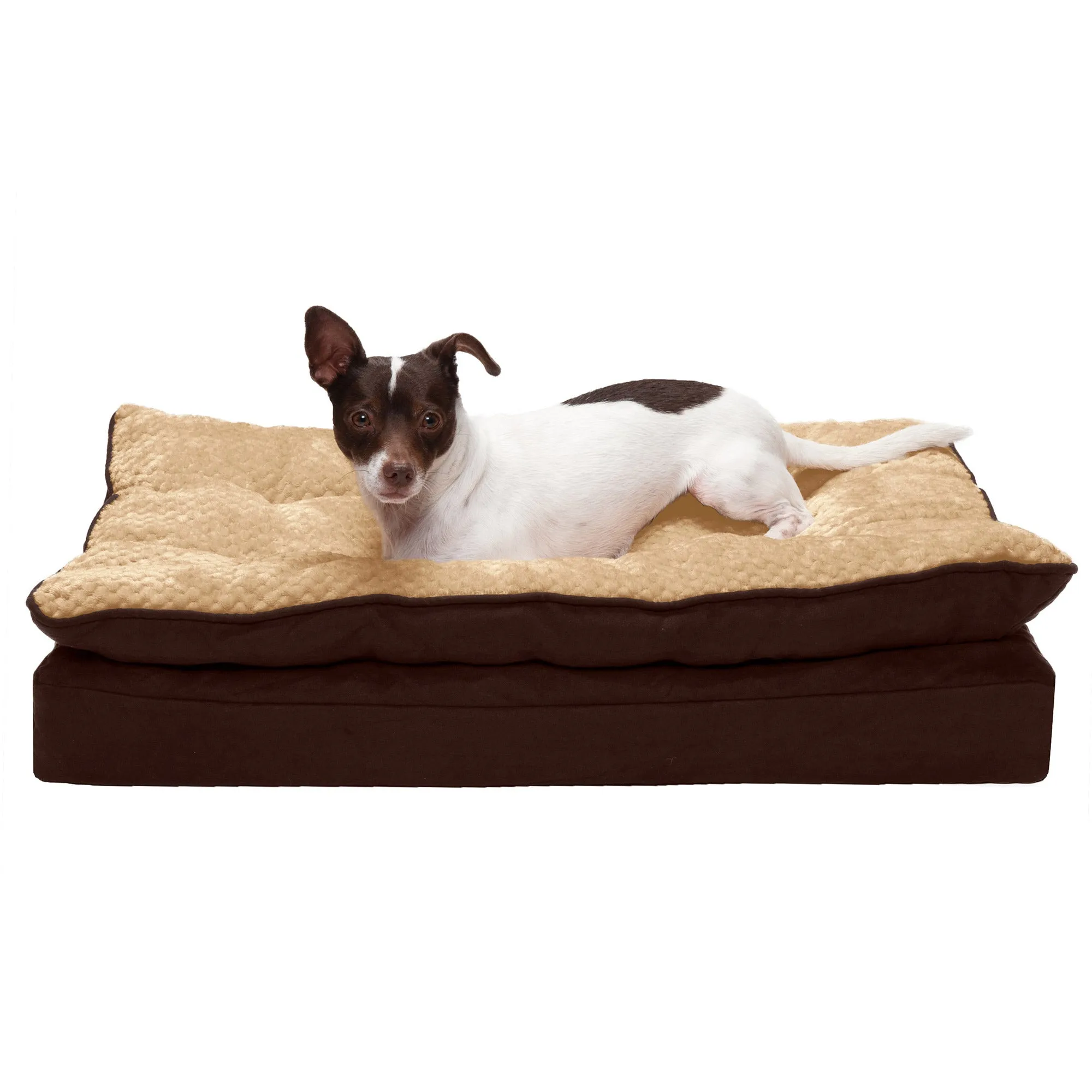 Deluxe Mattress Dog Bed - Minky Faux Fur and Suede Pillow Top