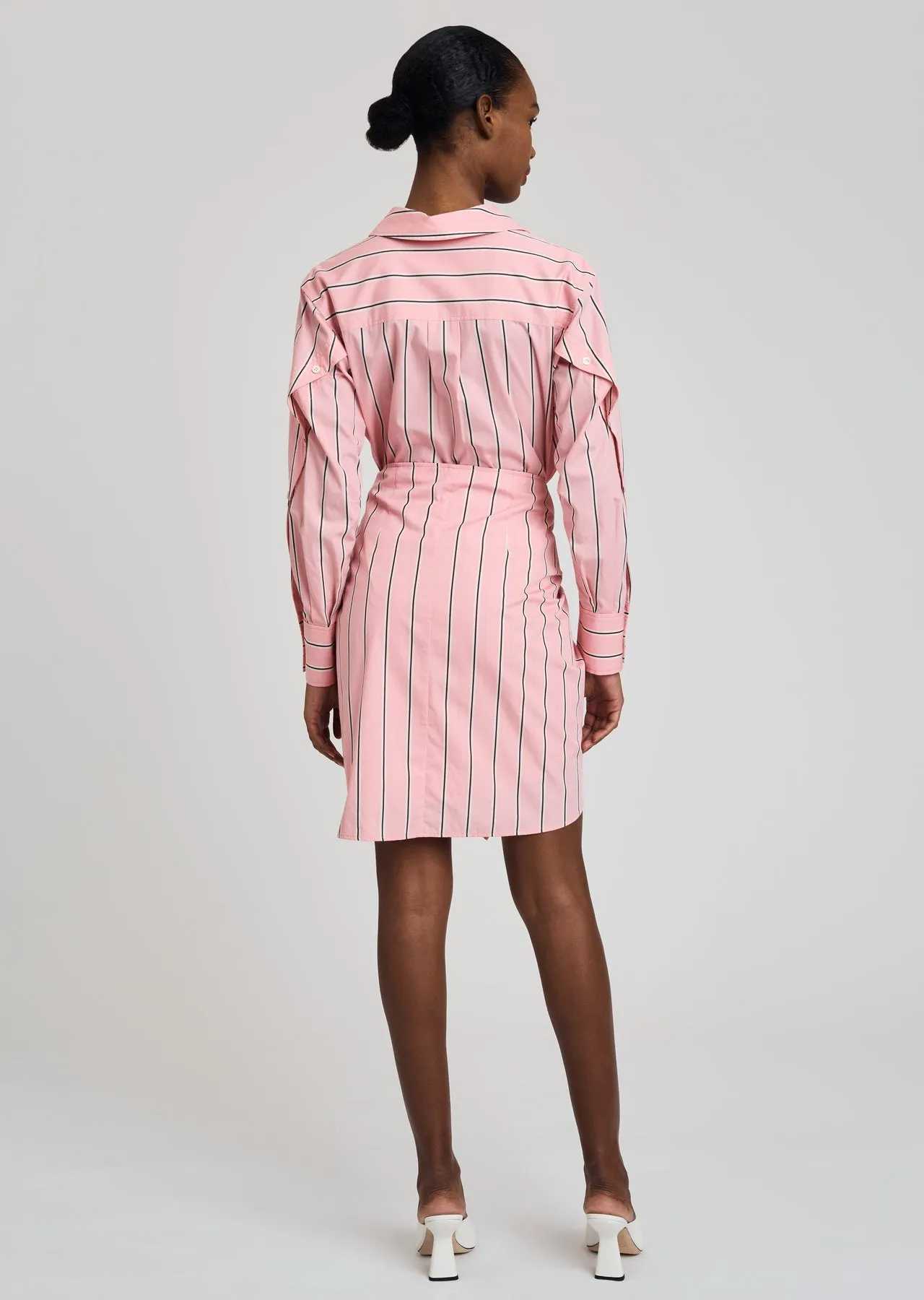 Derek Lam 10 Crosby - Charlotte Tie Waist Shirt Dress in Pink Multi