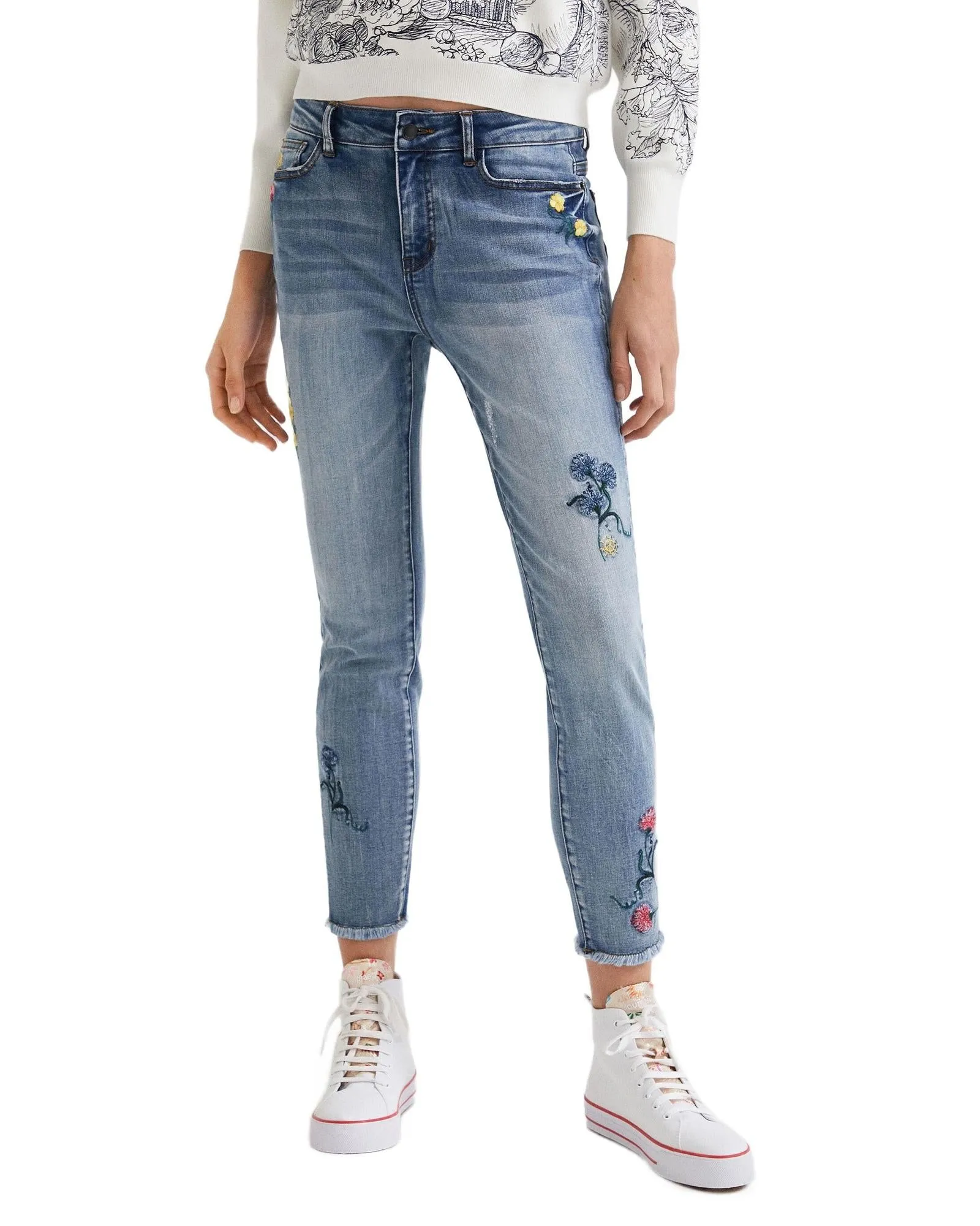 Desigual Floral Skinny Jeans for Women