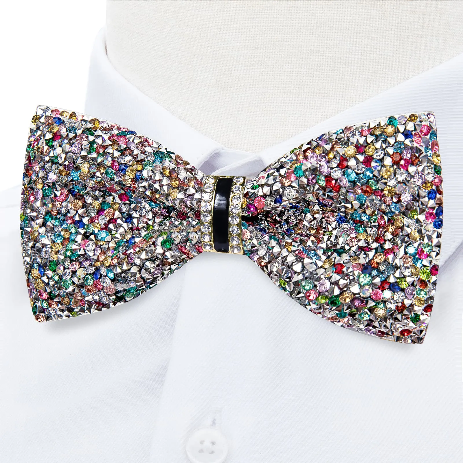 DiBanGu Imitation Diamond Bow Tie Multicolor Crystal Men's Pre Tied Bow Ties