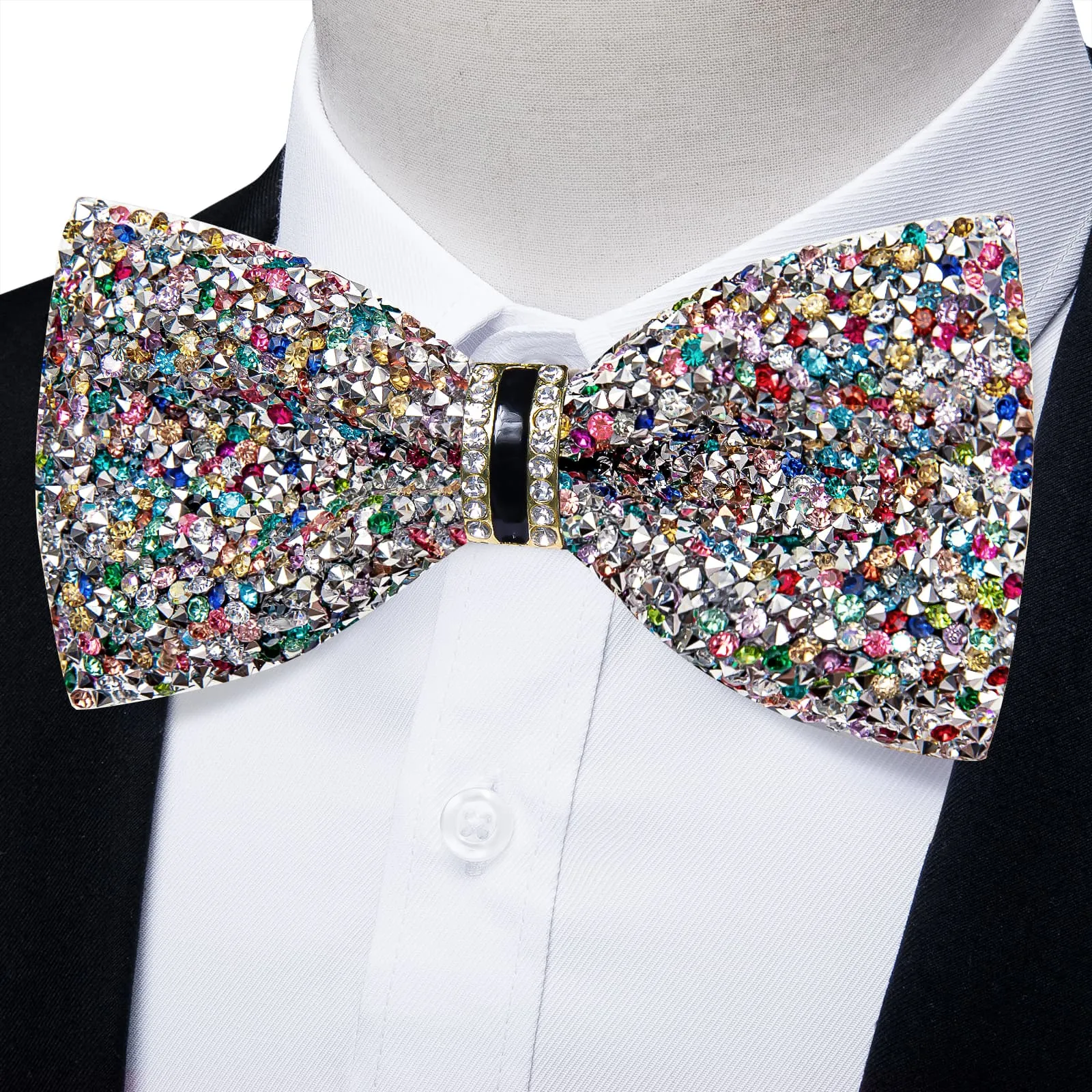 DiBanGu Imitation Diamond Bow Tie Multicolor Crystal Men's Pre Tied Bow Ties