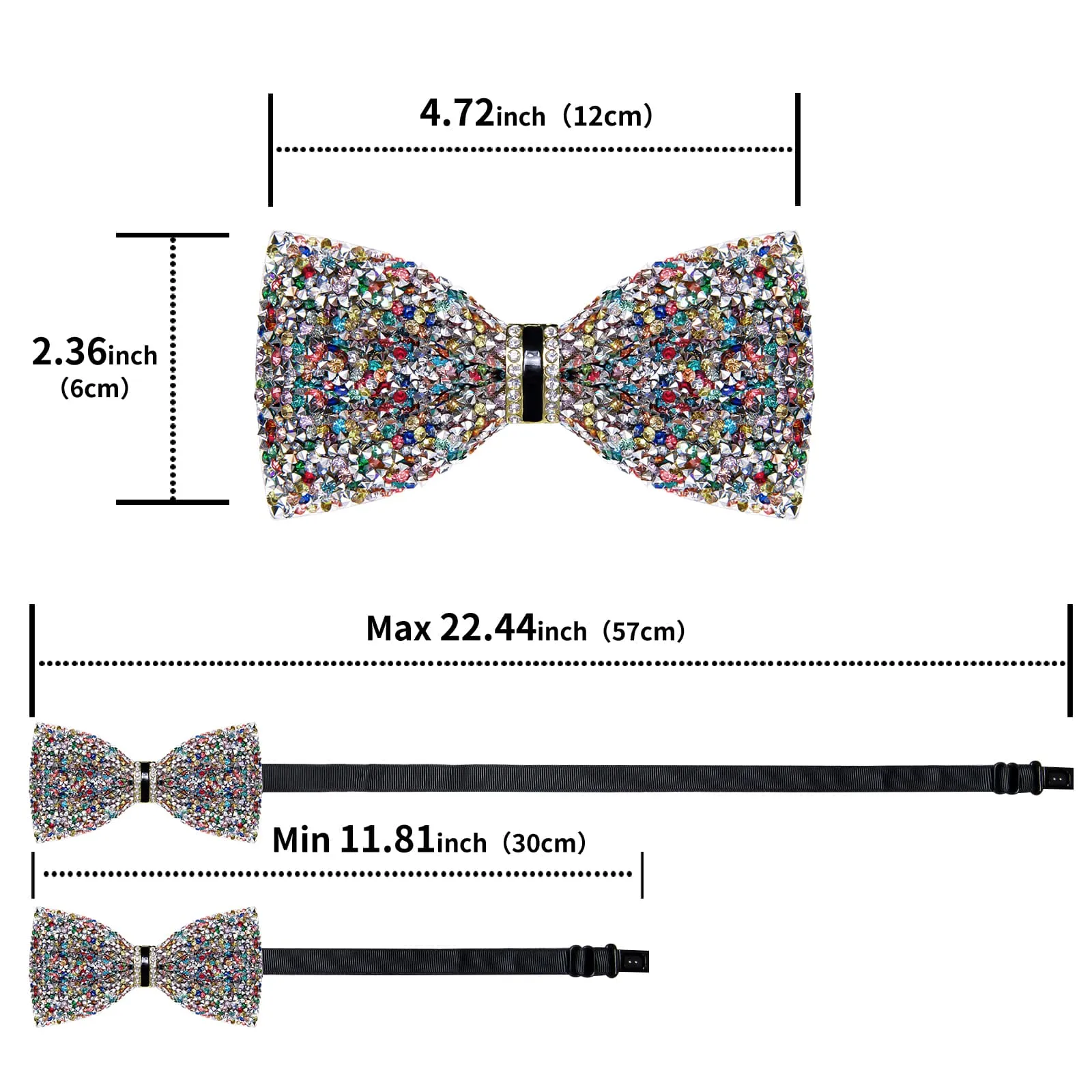 DiBanGu Imitation Diamond Bow Tie Multicolor Crystal Men's Pre Tied Bow Ties