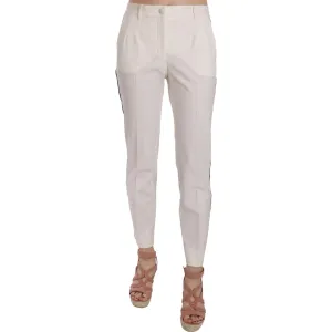 Dolce & Gabbana Elegant White Stripe Wool Tapered Trousers