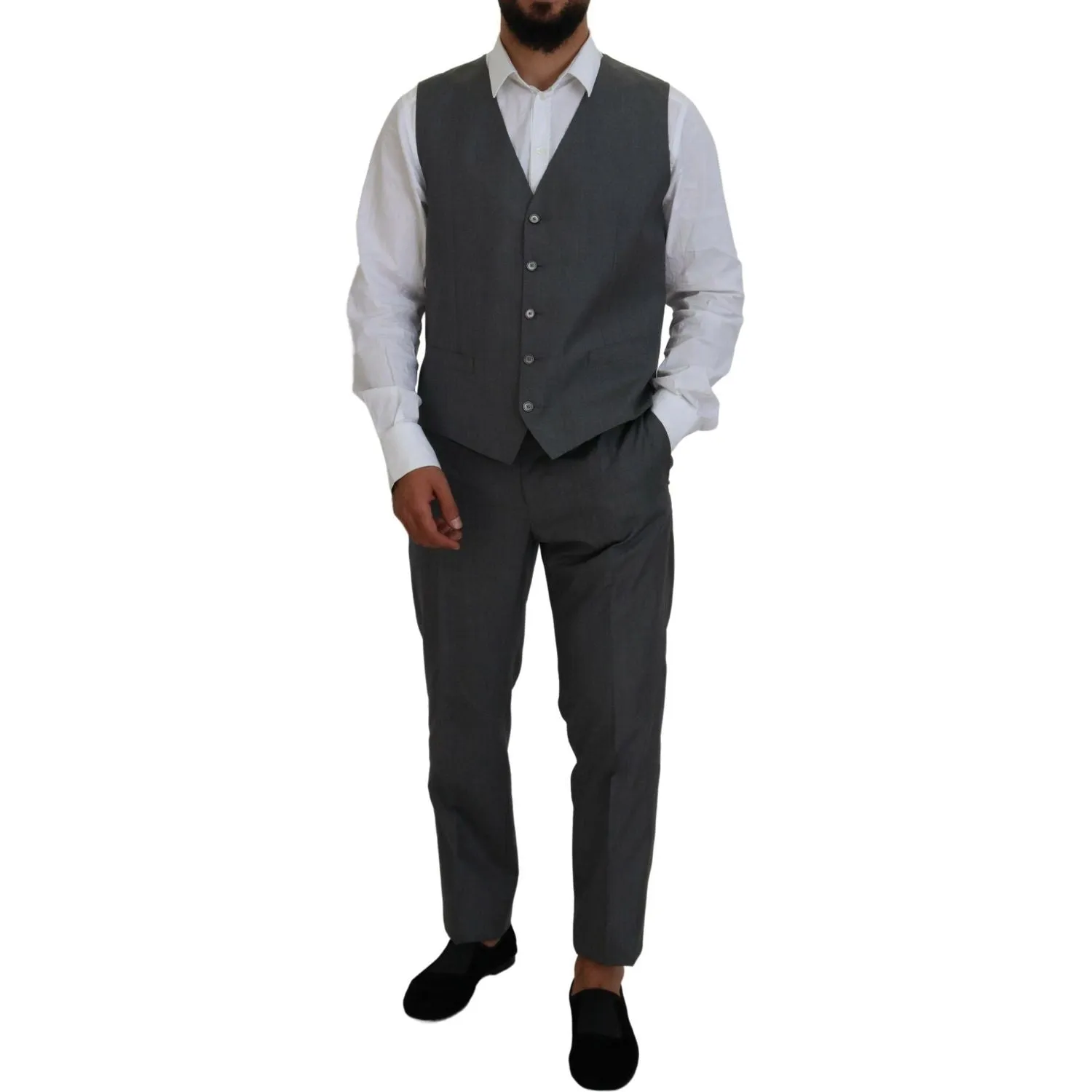 Dolce & Gabbana Sleek Silver Martini Slim Fit Three-Piece Suit