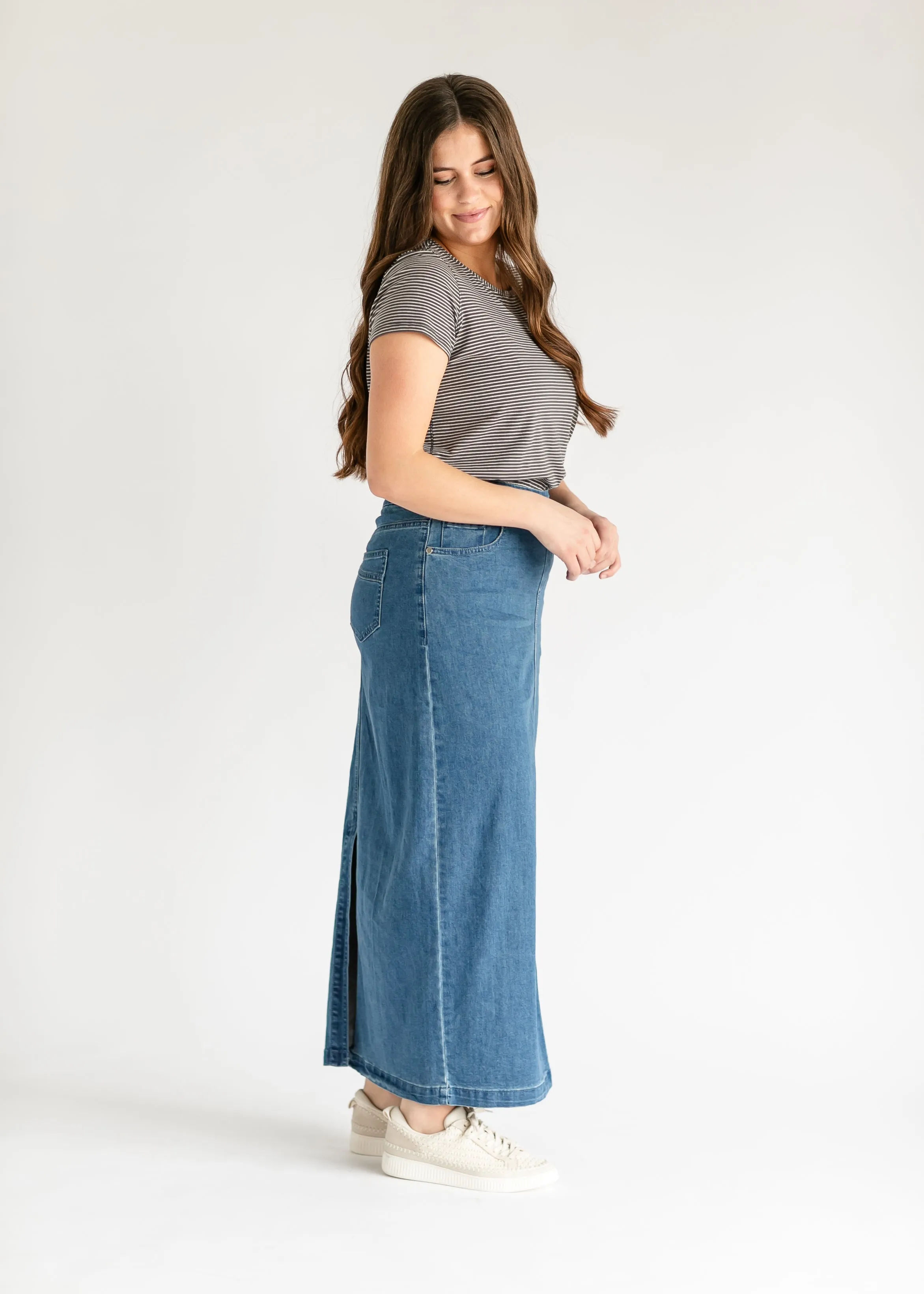 Donna Medium Wash Maxi Skirt - FINAL SALE