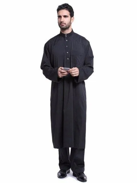 Dubai Arab Islam Muslim Clothing Sets Men Jubba Thobe Solid Kimono Long Robe 2 Piece Set Tops and Pants Saudi Musulman Wear sets