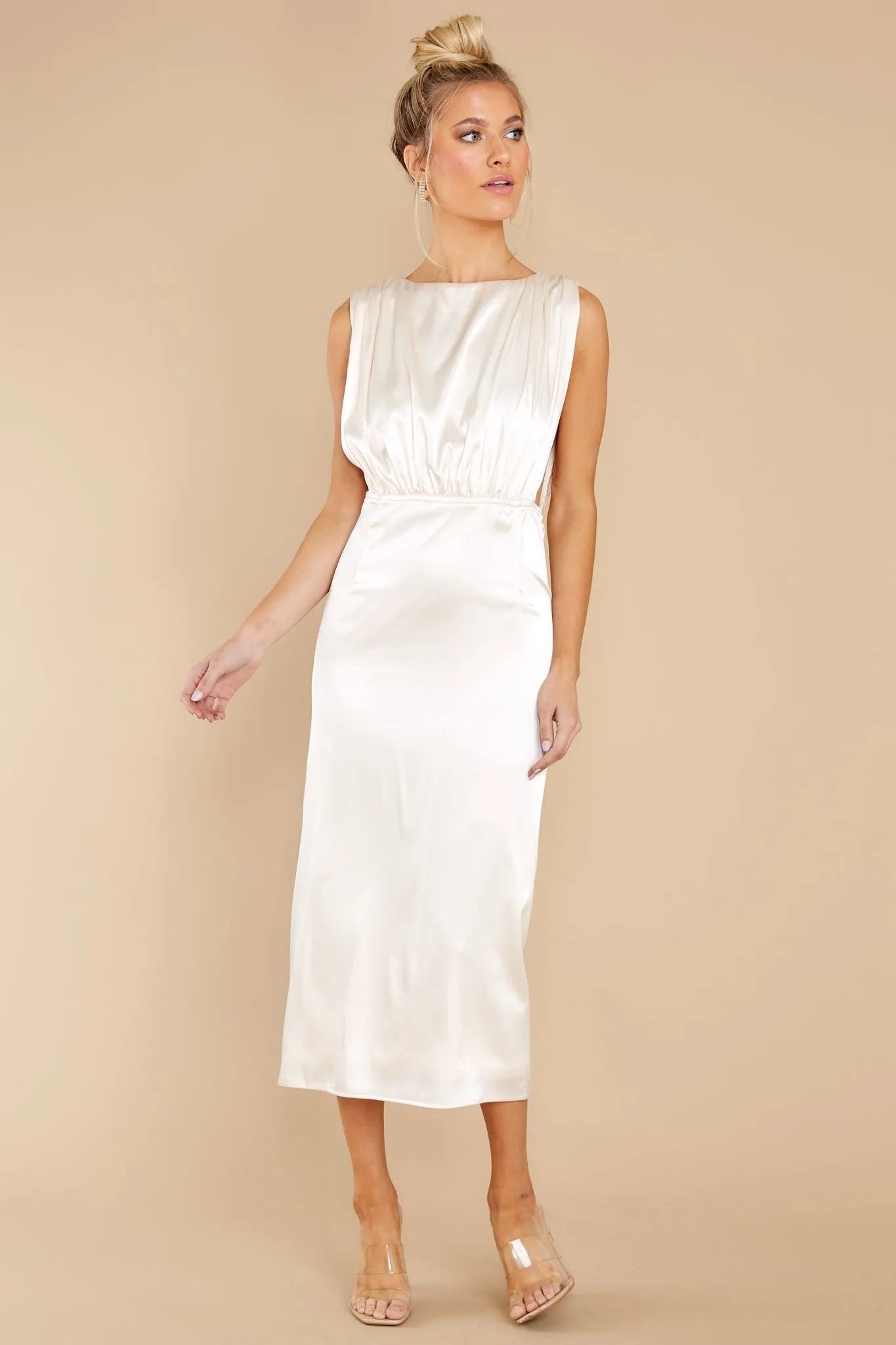 Elegant Nights Champagne Midi Dress