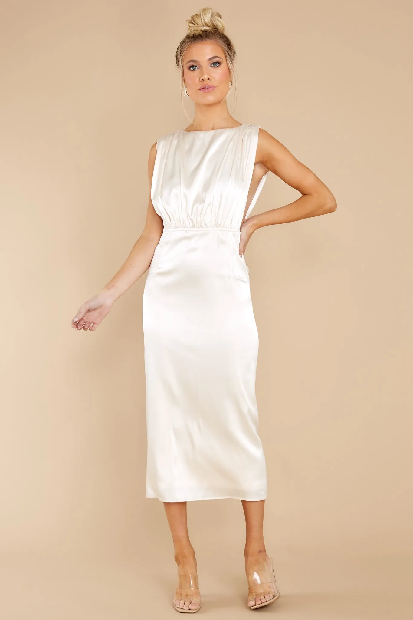 Elegant Nights Champagne Midi Dress