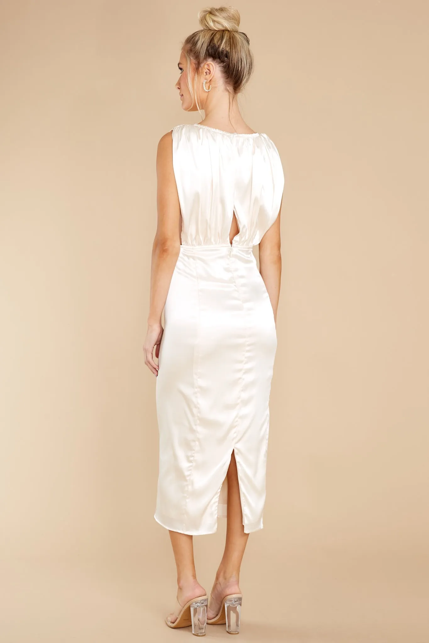 Elegant Nights Champagne Midi Dress