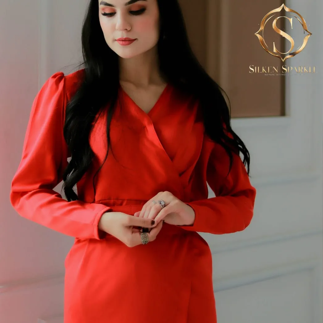 Elegant Red Wrap Dress by Silken Sparkle – Perfect for Every Occasion