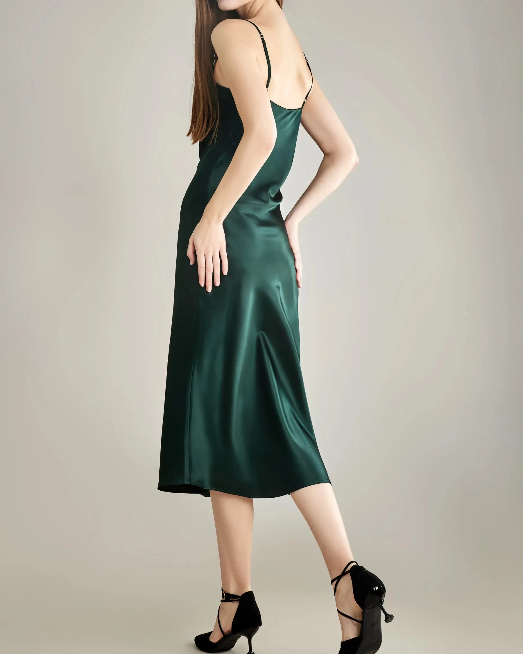 Elegant Silk Dress with Light Cowl Neckline