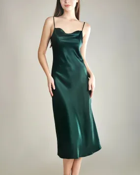 Elegant Silk Dress with Light Cowl Neckline