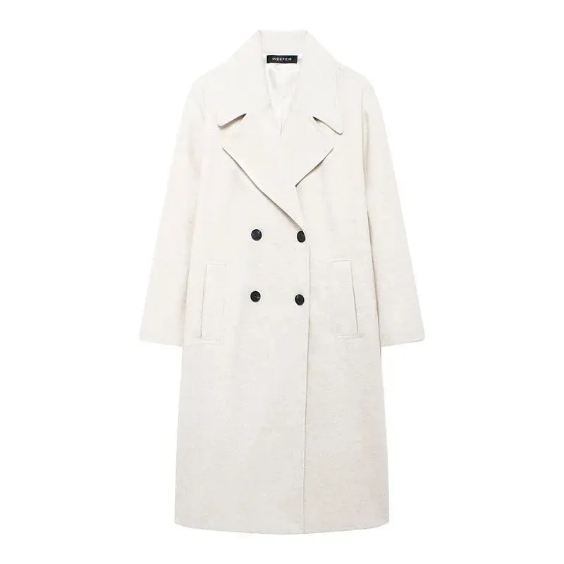 Elegant STEFF wool trench coat with pockets peacoat