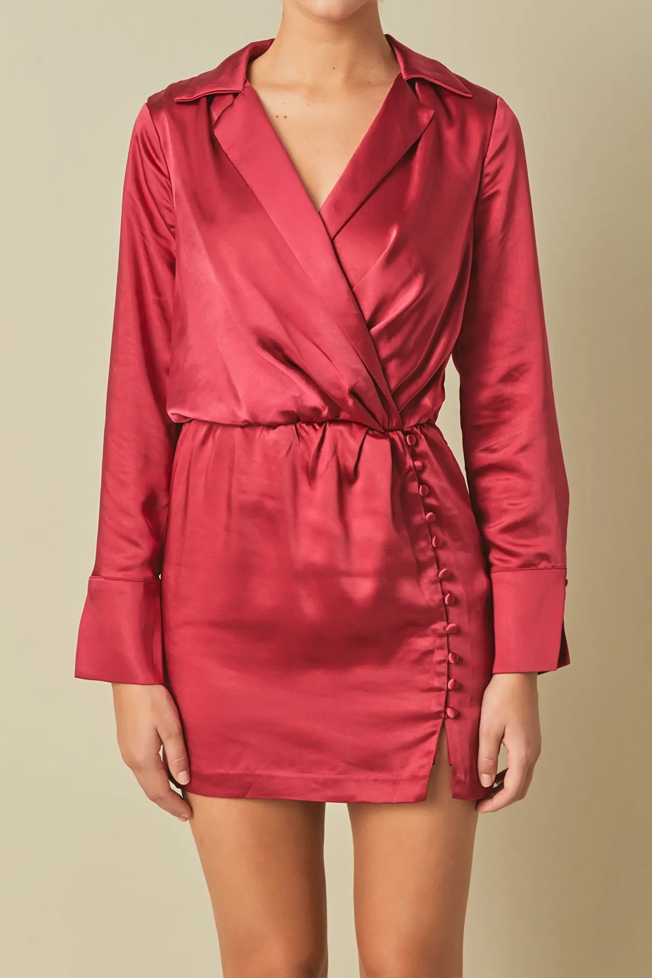 Endless Rose - Long Sleeve Satin Mini Dress