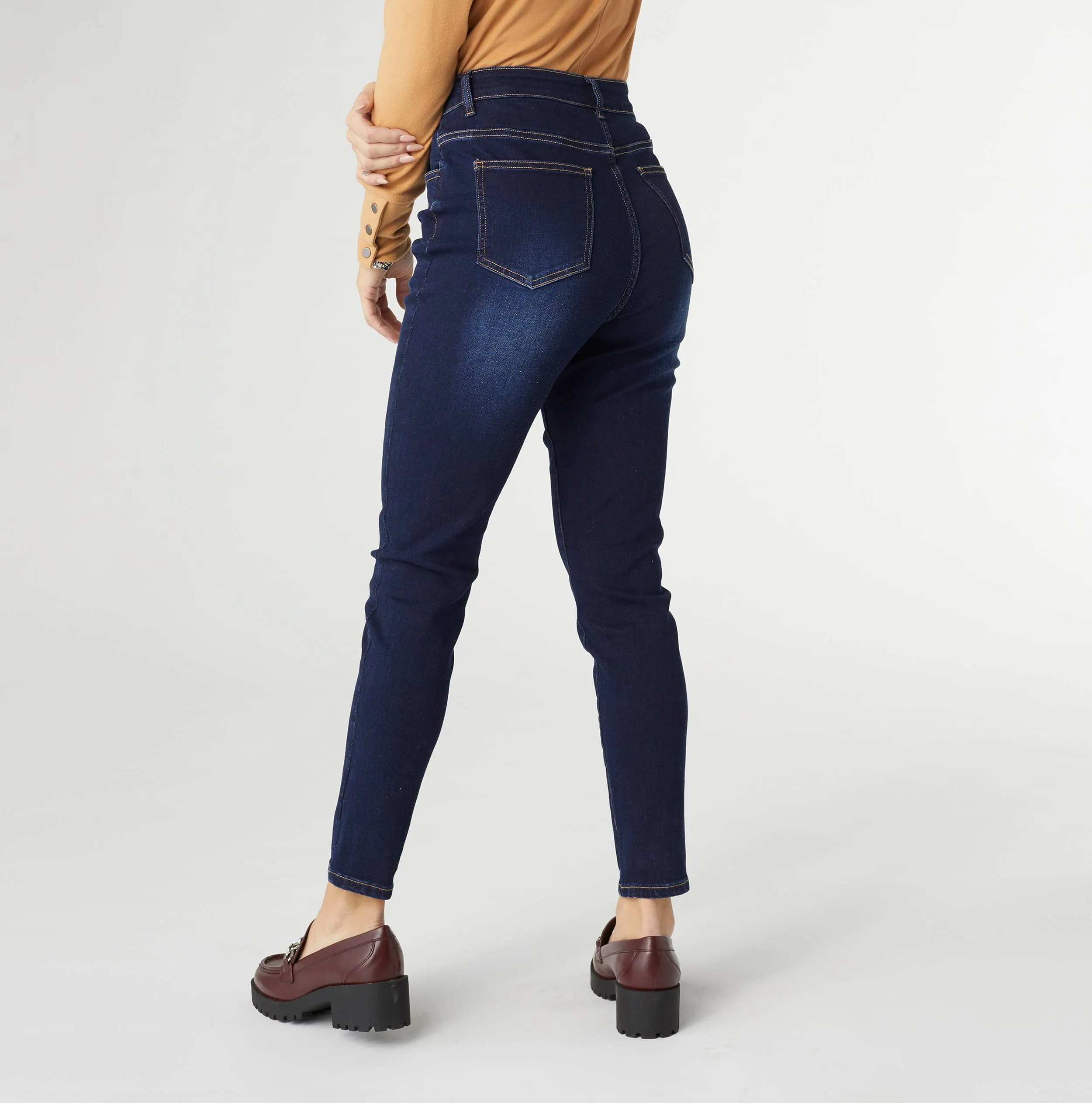 EverStretch High Rise Skinny Ankle- Indigo Dark Denim