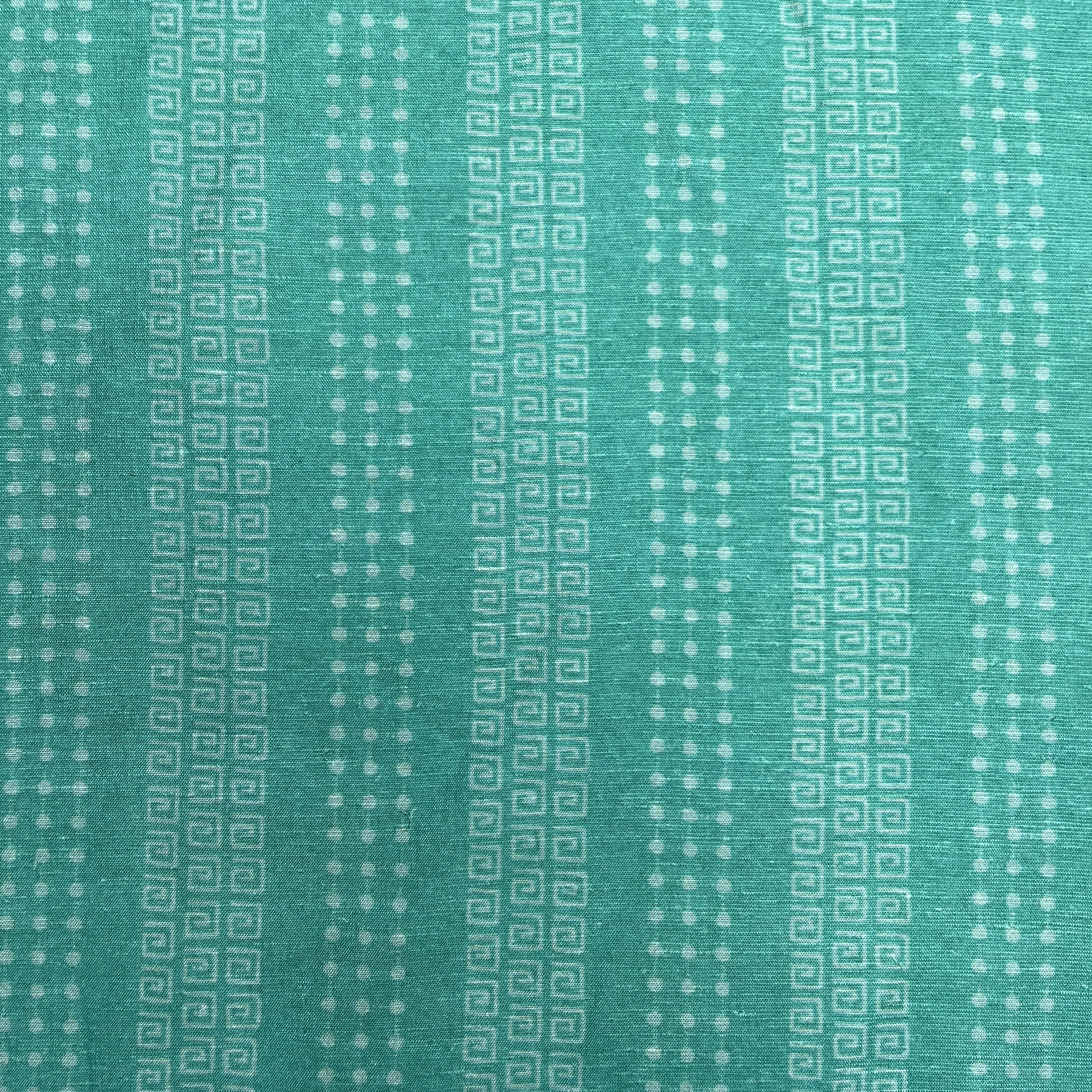 Exclusive Linen Organza Green Geomatrical Print Fabric