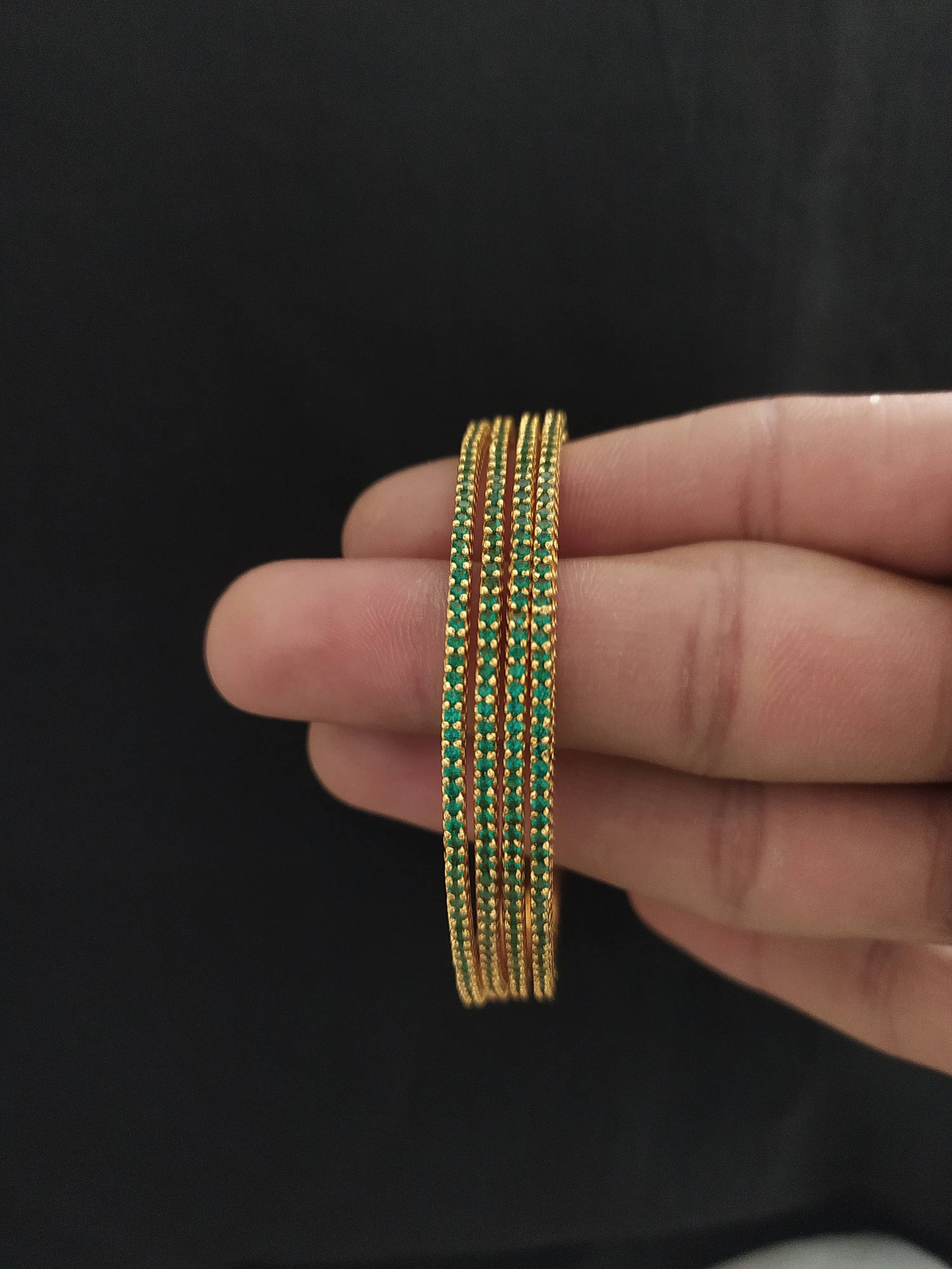 Exquisite Green & Blue Color Gold Plated Zircon Bangles