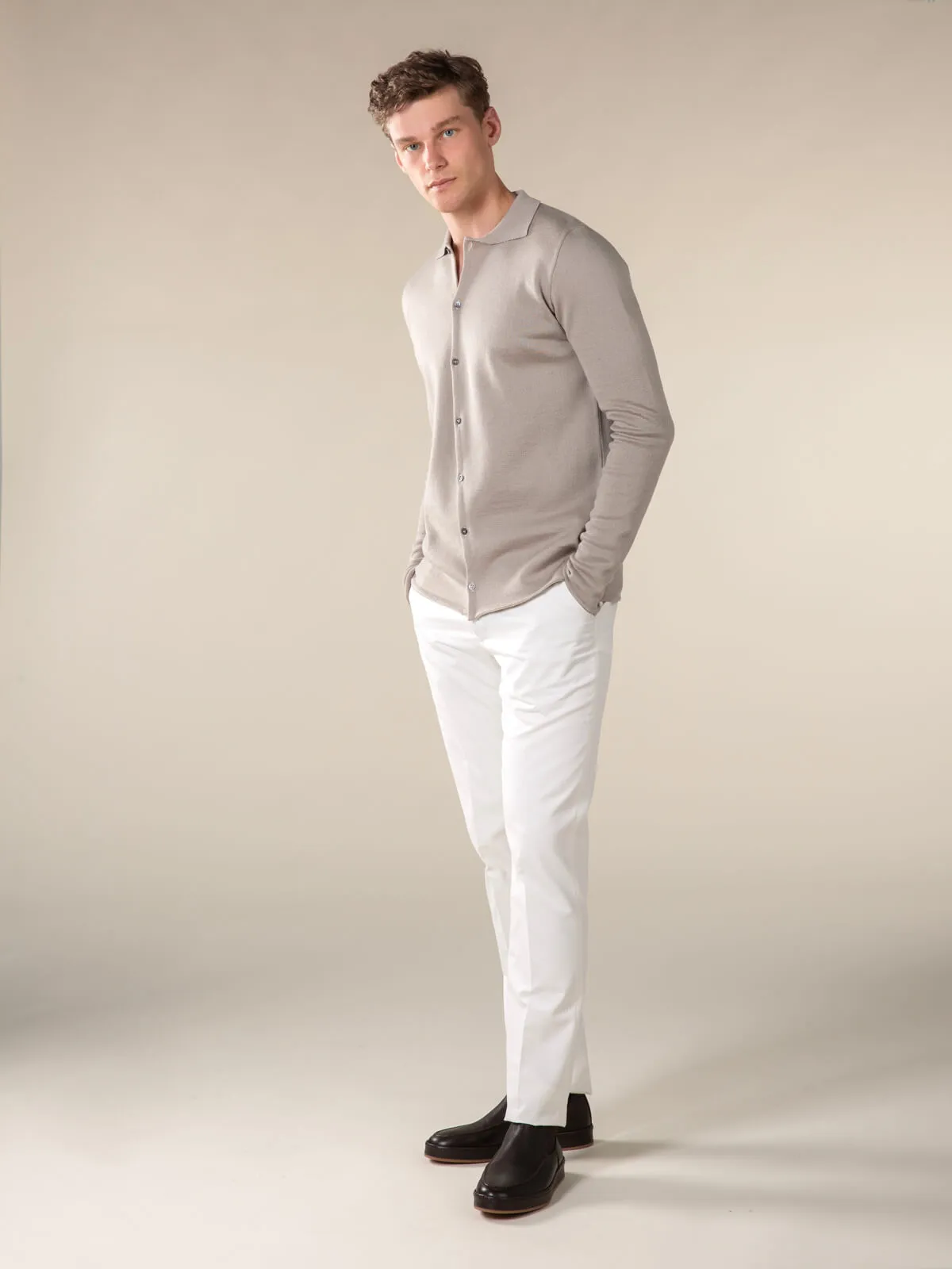 Extrafine Merino Knitted Shirt Greige