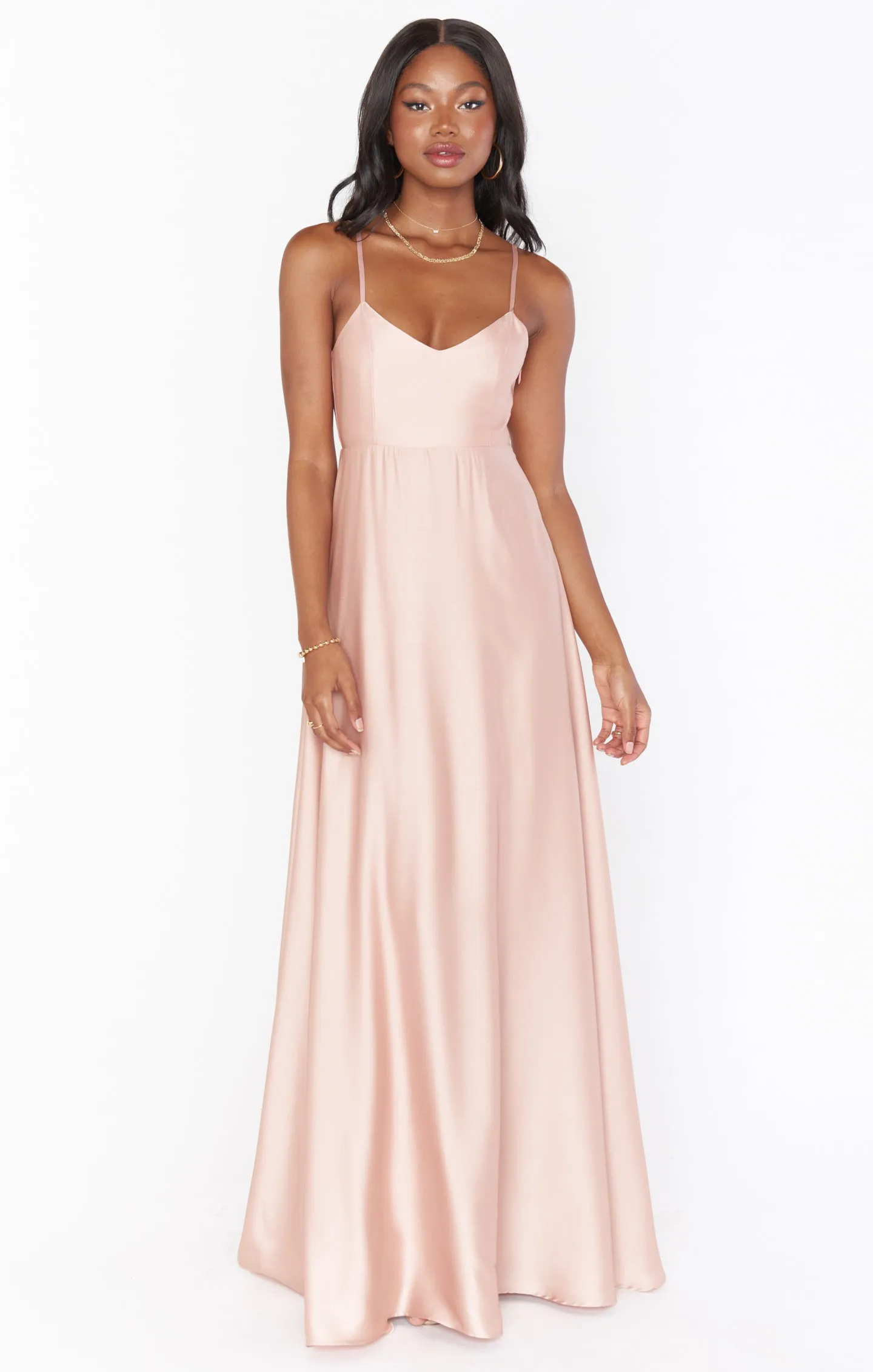 Faith Maxi Dress ~ Rose Gold Luxe Satin