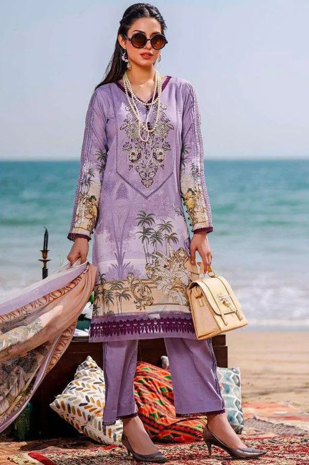 Firdous Pakistani Purple Unstitched Cotton Suit Dress Material