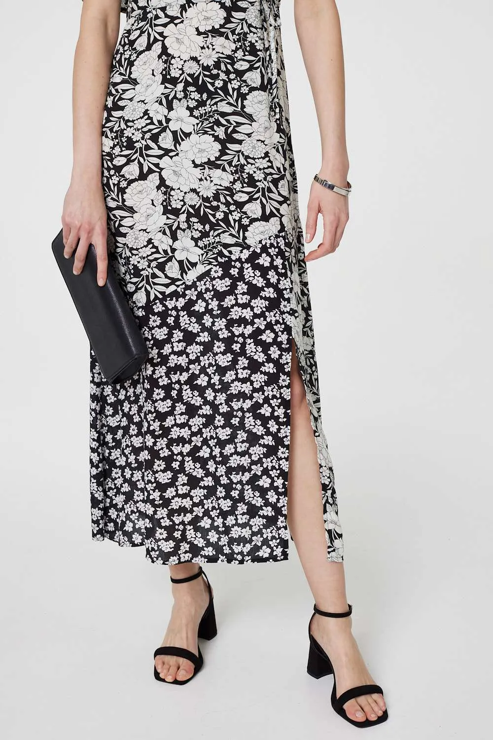 Floral 1/2 Sleeve Midi Wrap Dress