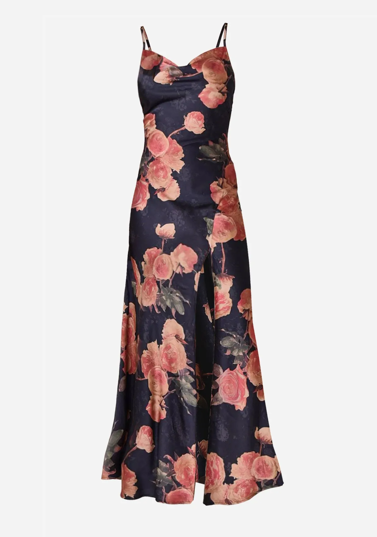 Floral Printed Strap Slit Maxi Dress