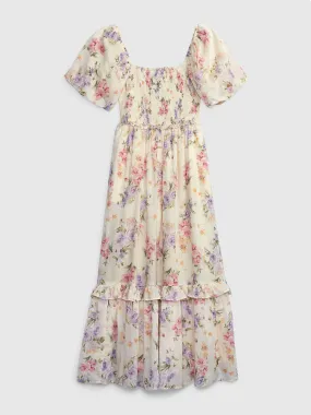 Floral puff sleeve maxi dress