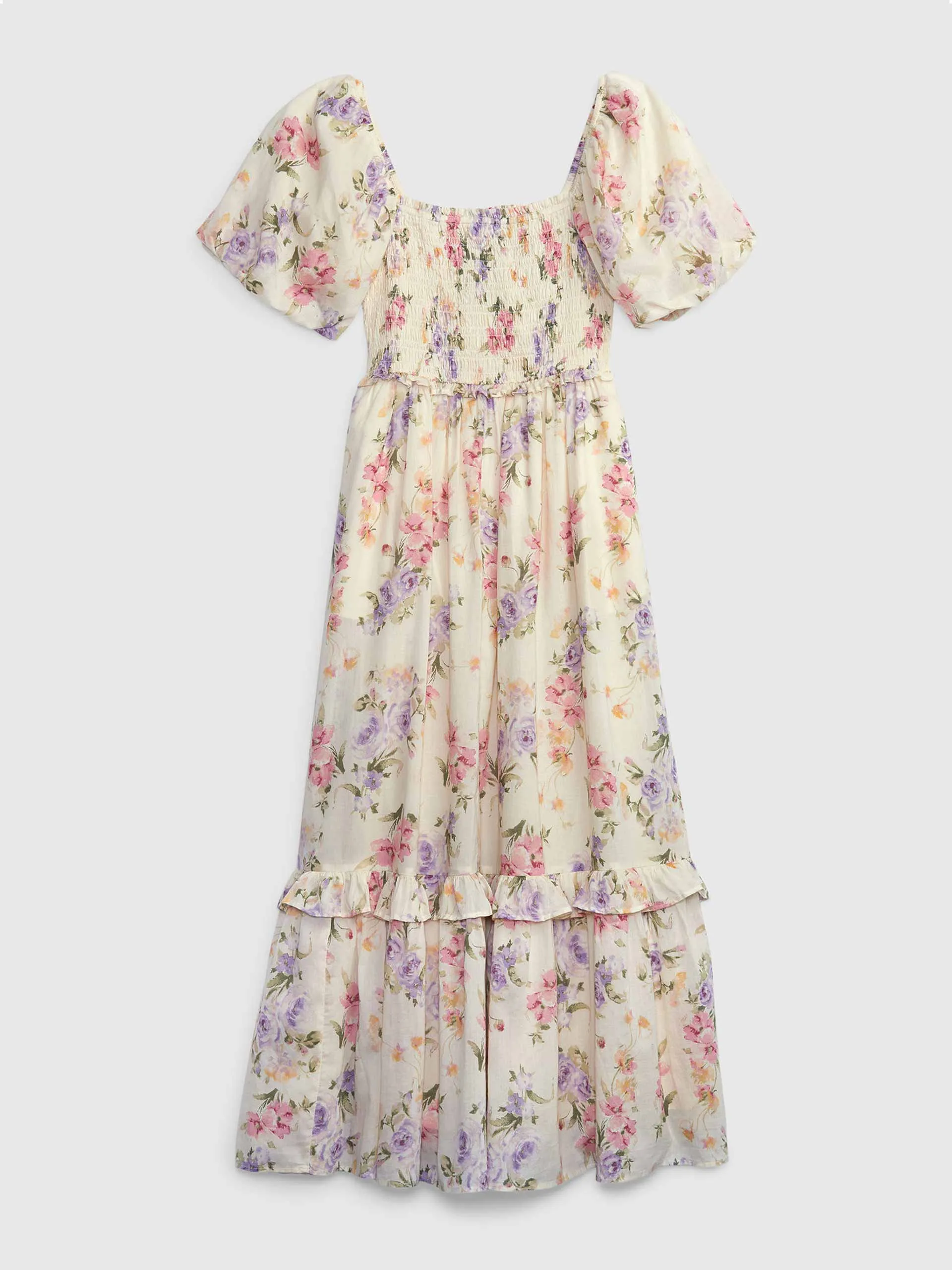 Floral puff sleeve maxi dress