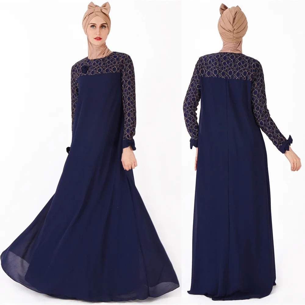 Flower Lace Bow Abaya Robe Dubai Muslim Hijab Dress Turkey Abayas For Women Qatar Kaftan Caftan Ramadan Elbise Islamic Clothing