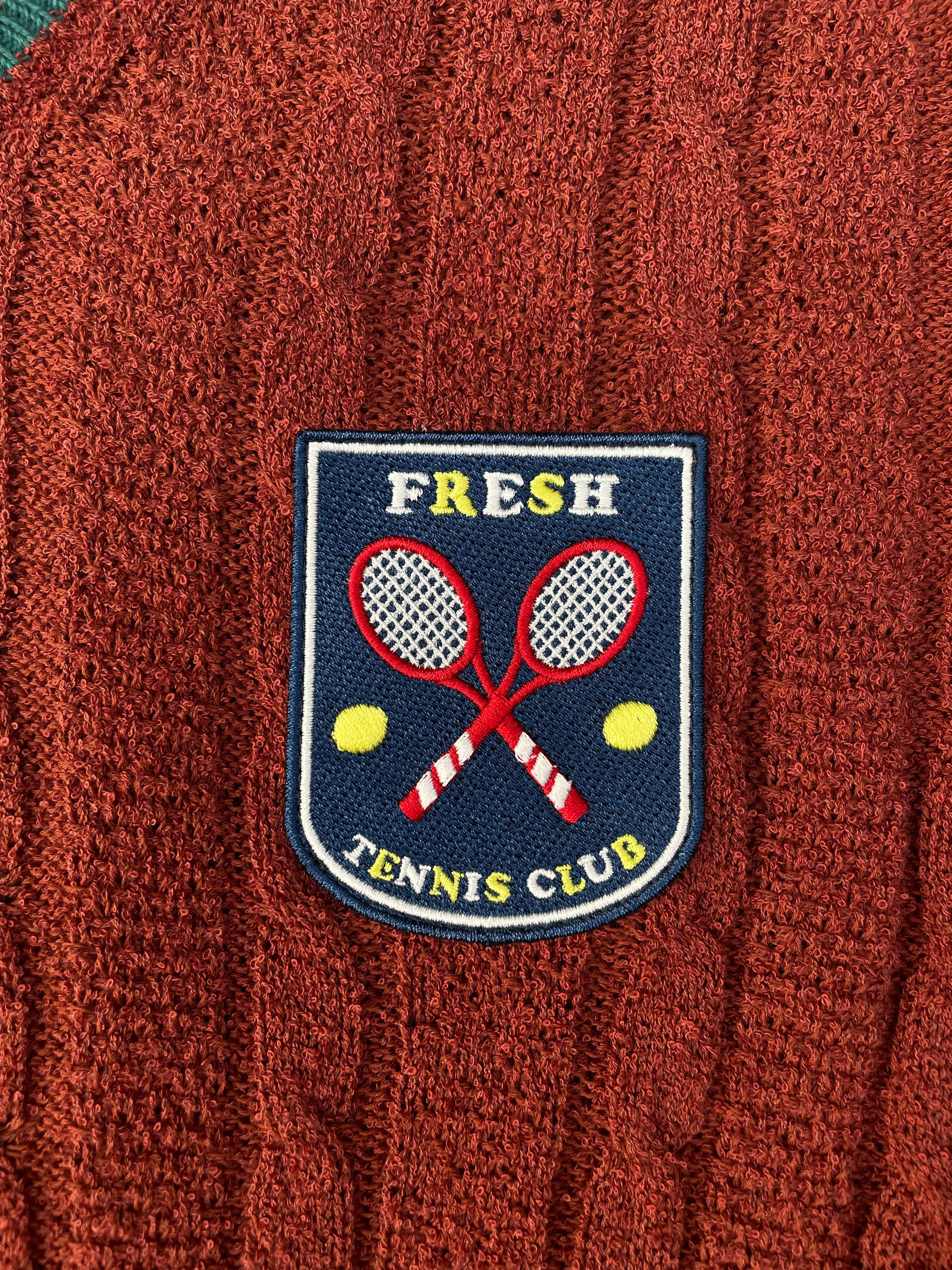 FRESH Tennis Club V Neck Cotton Sweater In Brown