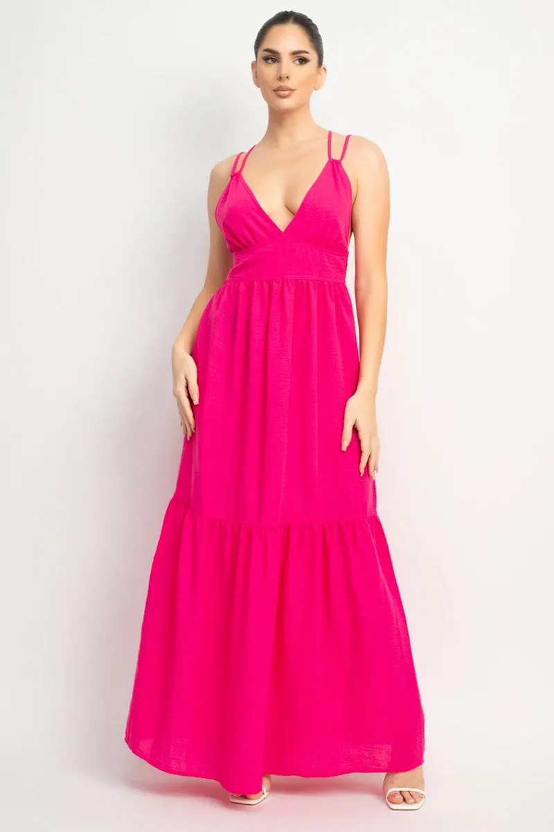 Fuchsia Tiered Maxi Dress