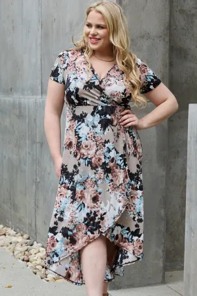 Full Size Floral Maxi Wrap Summer Midi Dress