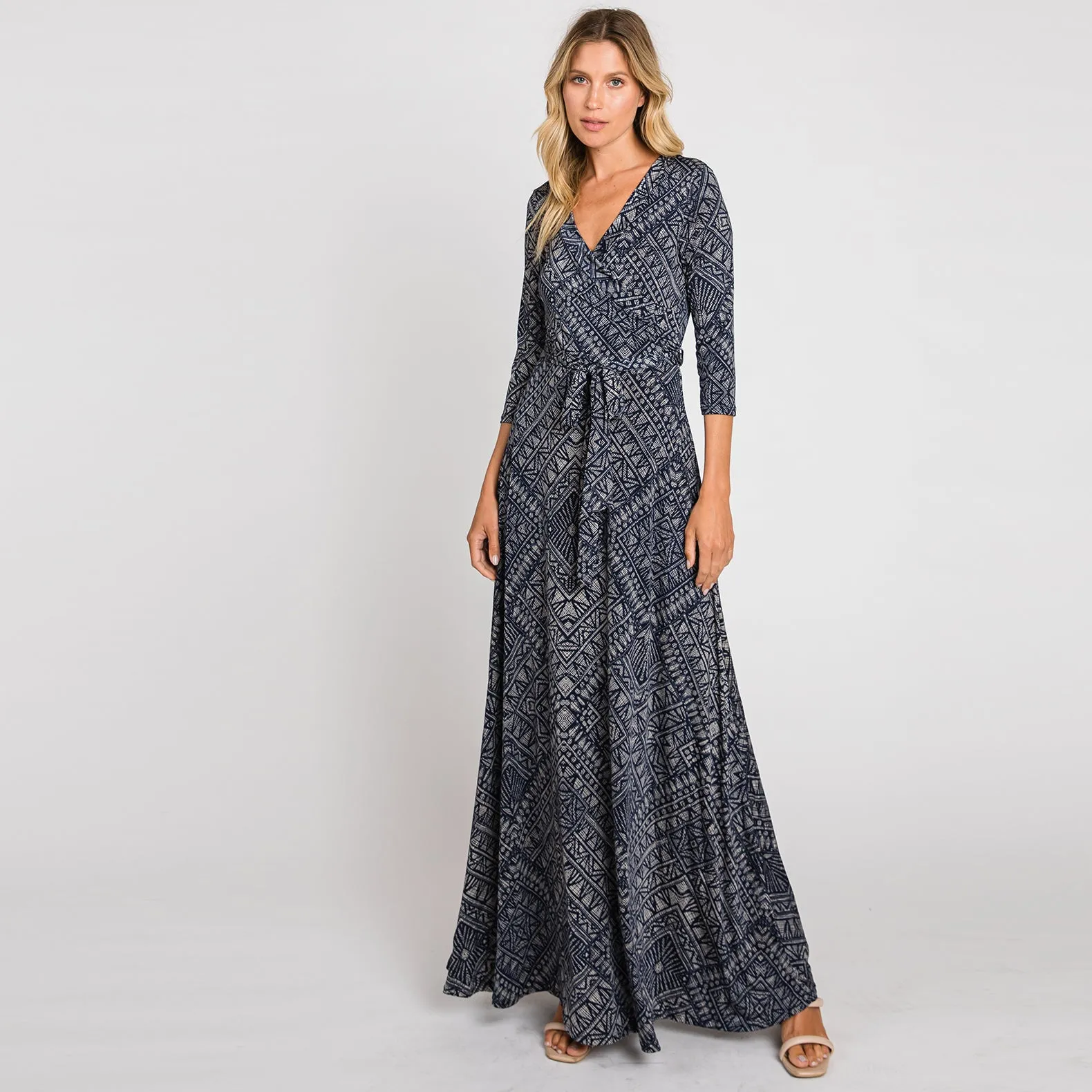 Geo Diamond Venechia Maxi Wrap Dress