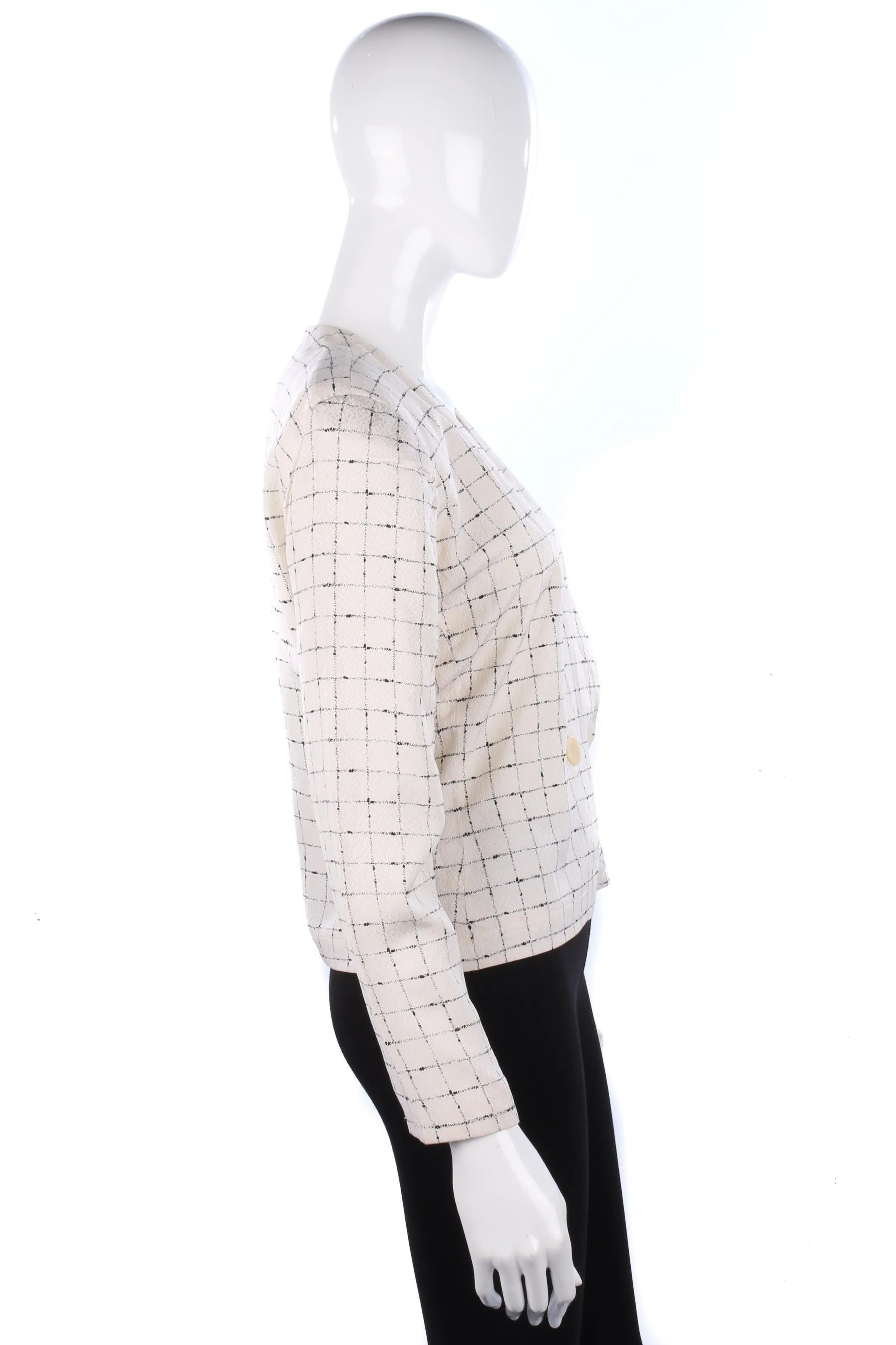 Giorgio Armani silk cream jacket with black check design size M/L