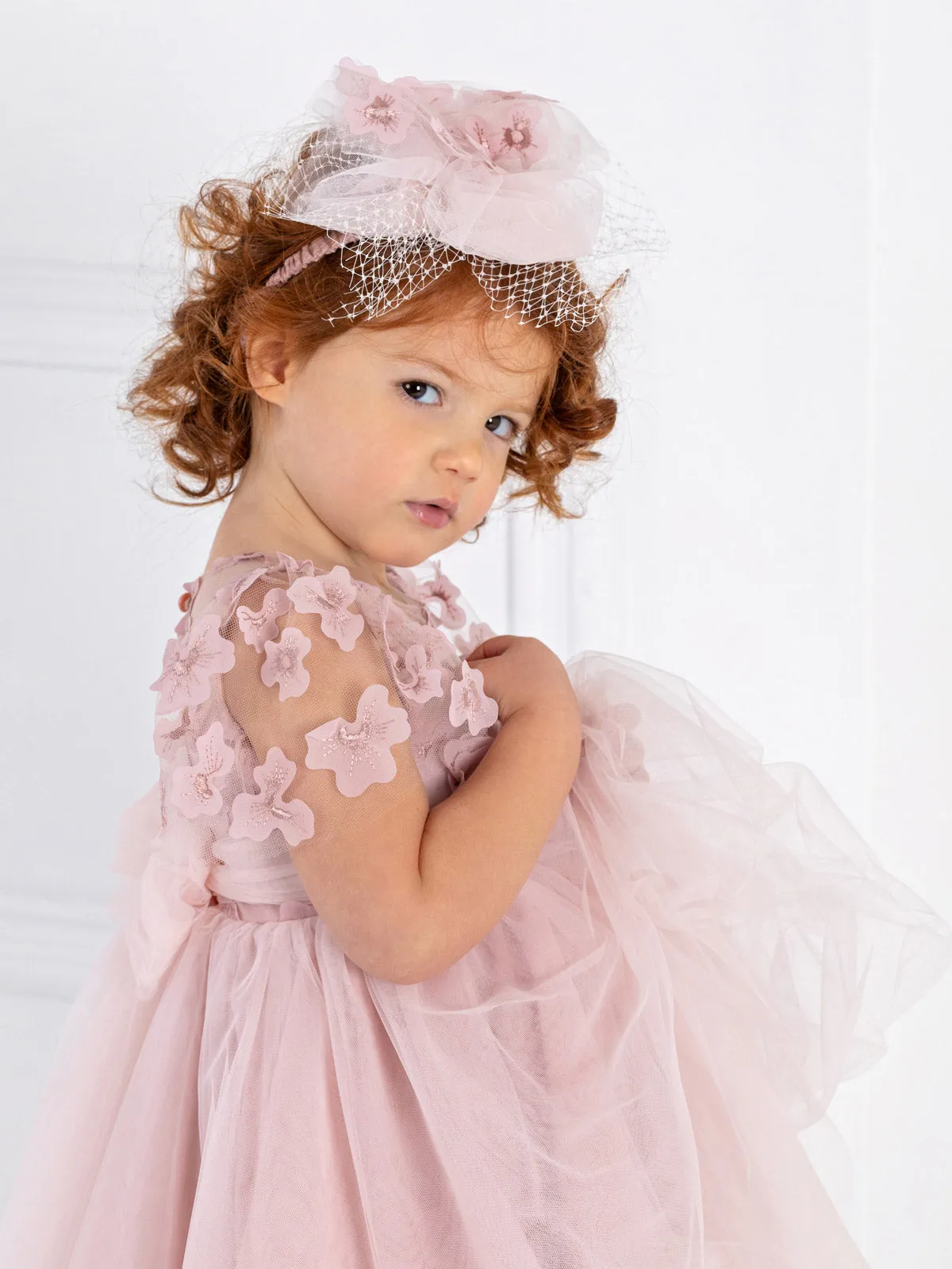 Girl's dress with applique motifs- BRIETTA