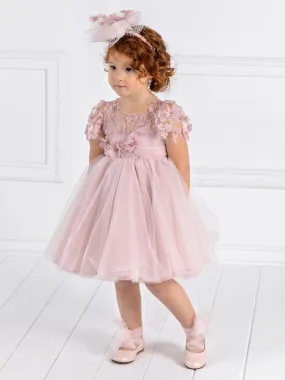 Girl's dress with applique motifs- BRIETTA