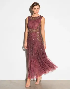 Grace Beaded Gown Berry/Gold