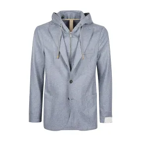 Gray-Blue Wool Sport Jacket with Removable Hooded Insert - ELEVENTY