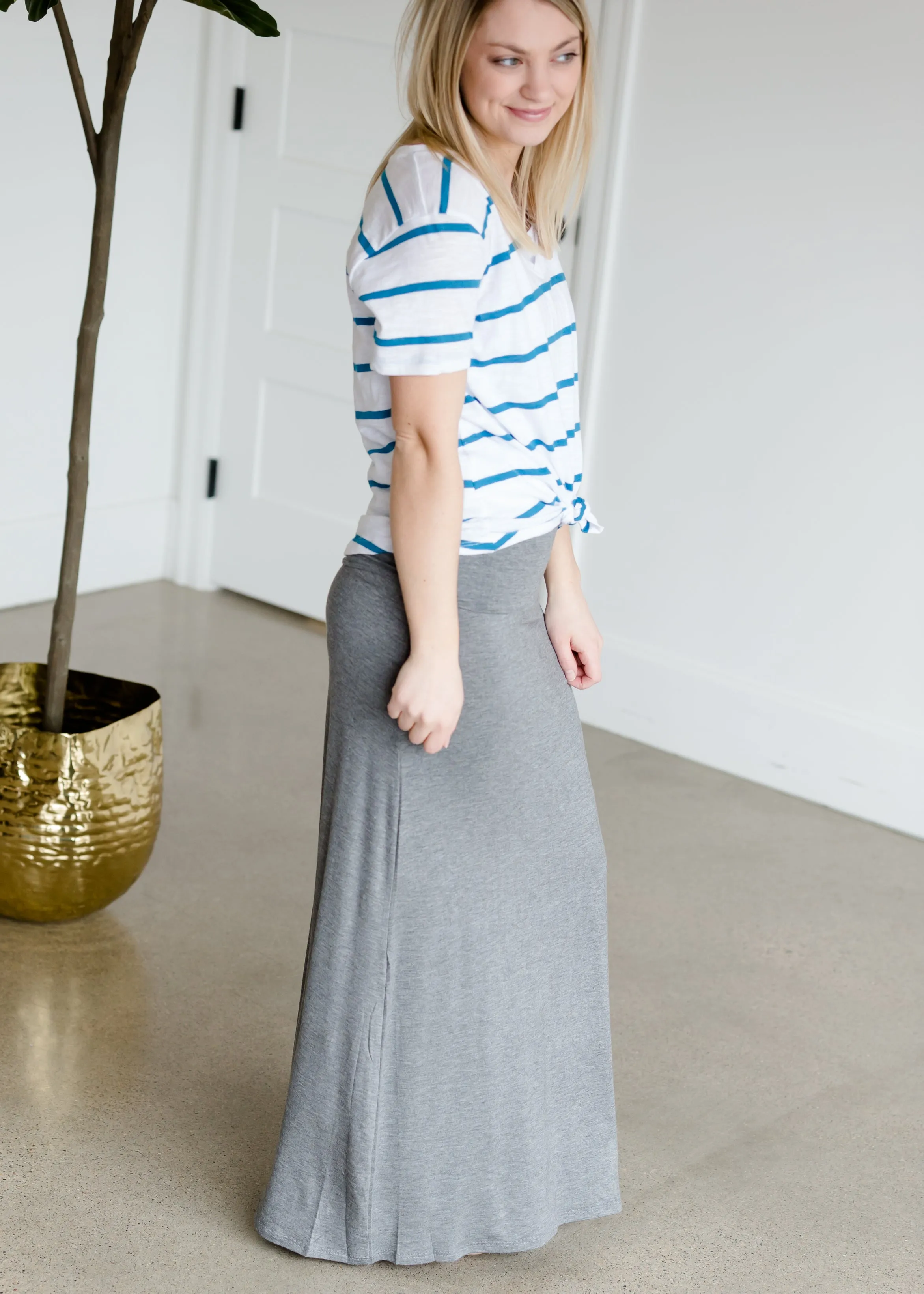 Gray Stretch Waist Maxi Skirt - FINAL SALE