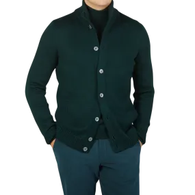 Green Merino Wool Button Cardigan