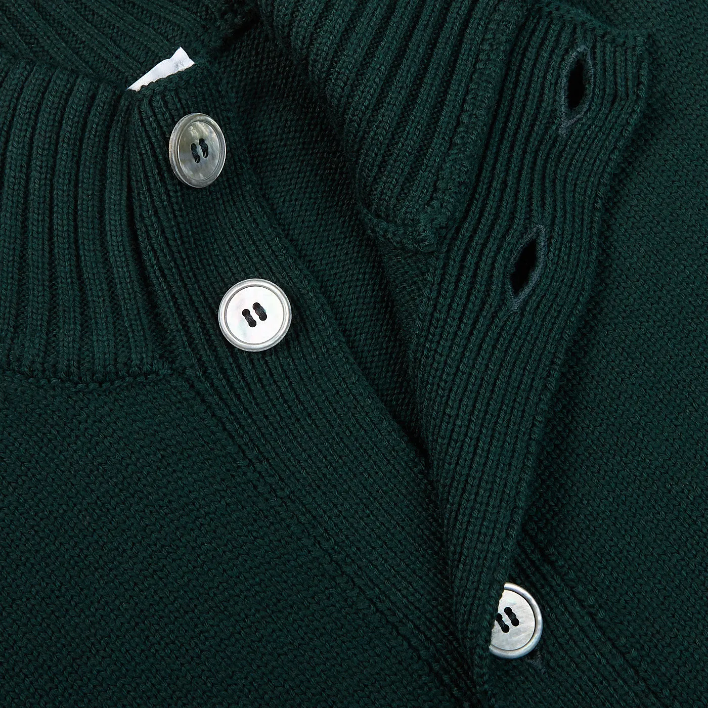 Green Merino Wool Button Cardigan