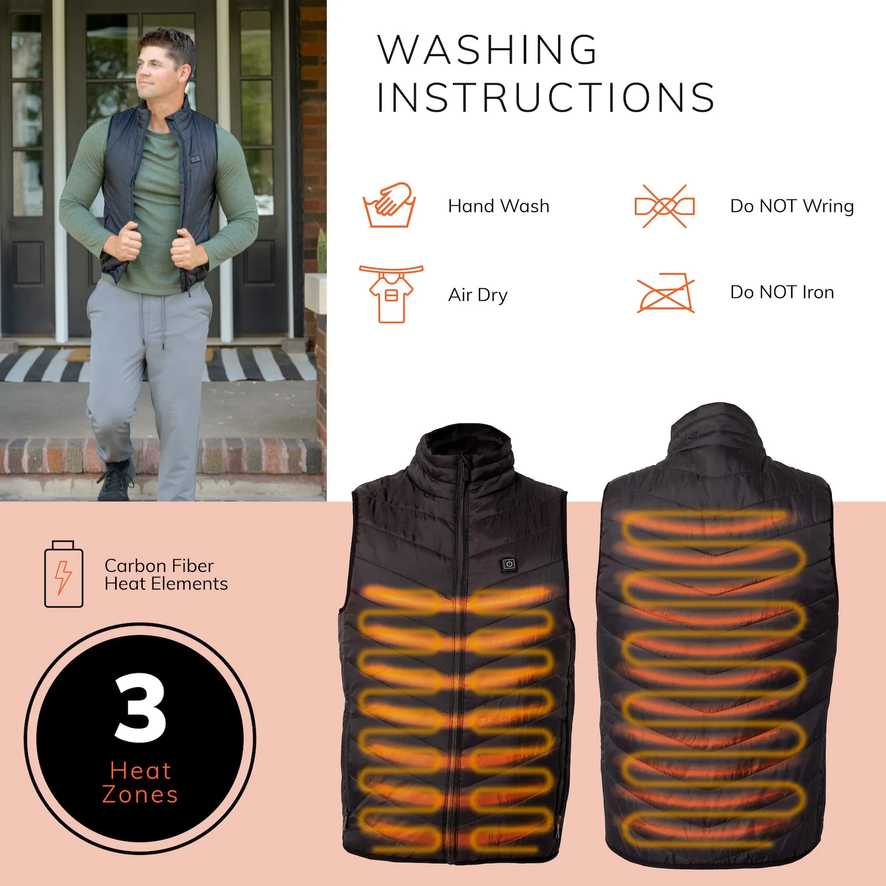 Heated Vest | Insulated Electric Warming Jacket for Hiking, Hunting, Outdoor Activities (Battery Not Included)