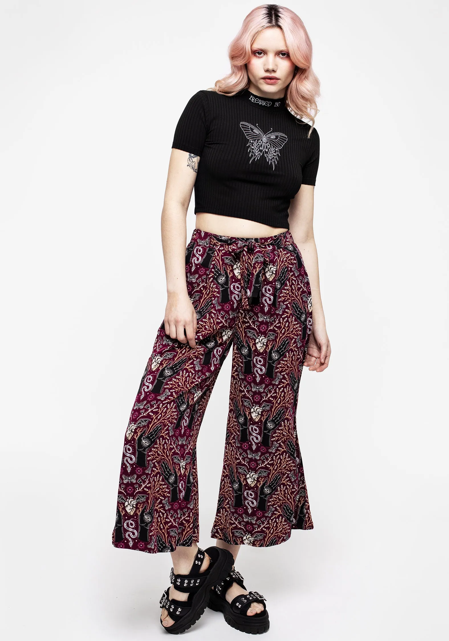 Hemlock Print Tie Waist Culottes