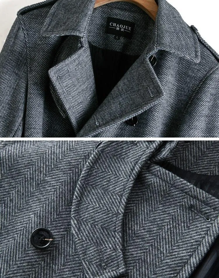 Herringbone Winter Coat For Men