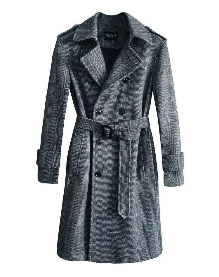 Herringbone Winter Coat For Men