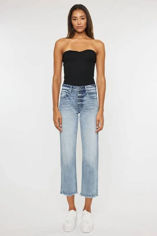 High rise straight fit jeans