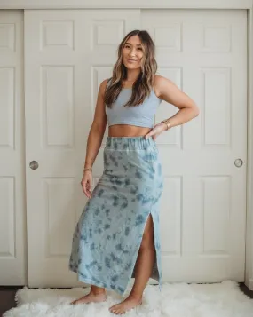 High-Waisted Organic Maxi Skirt | Ocean Mist