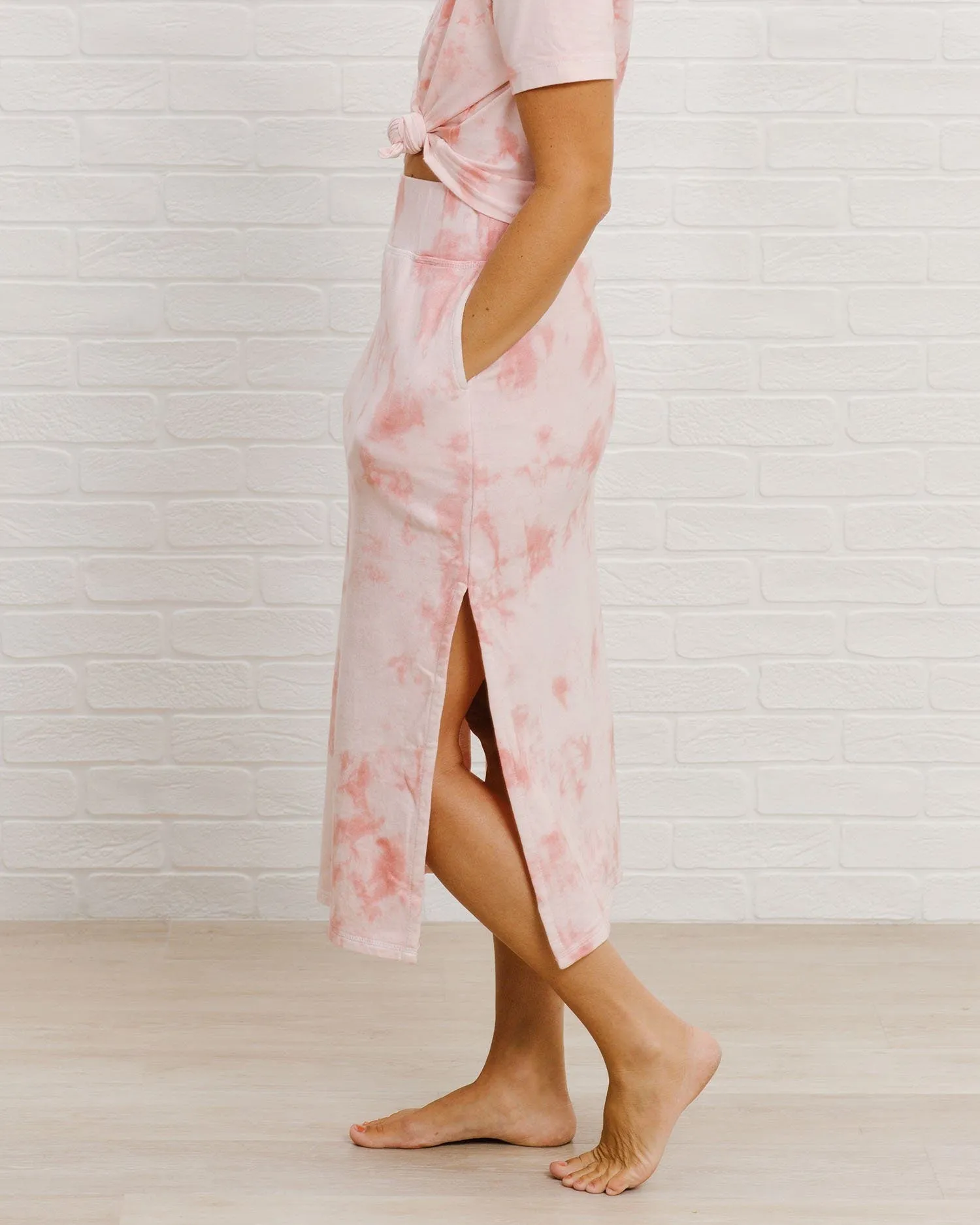 High-Waisted Organic Maxi Skirt | Pink Sand