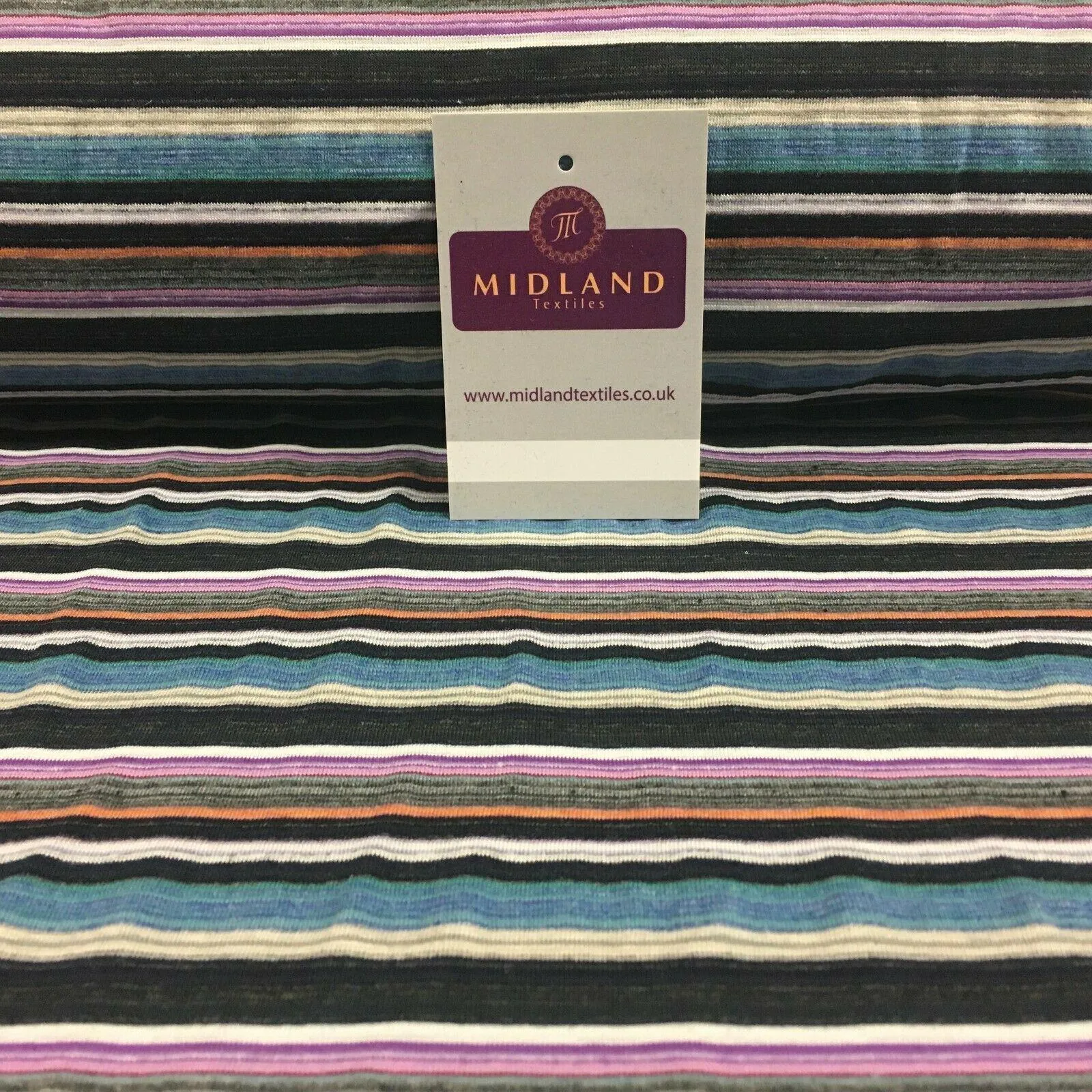 Horizontal Striped Cotton Stretch Jersey Dress fabric 150cm Wide MK1091 Mtex